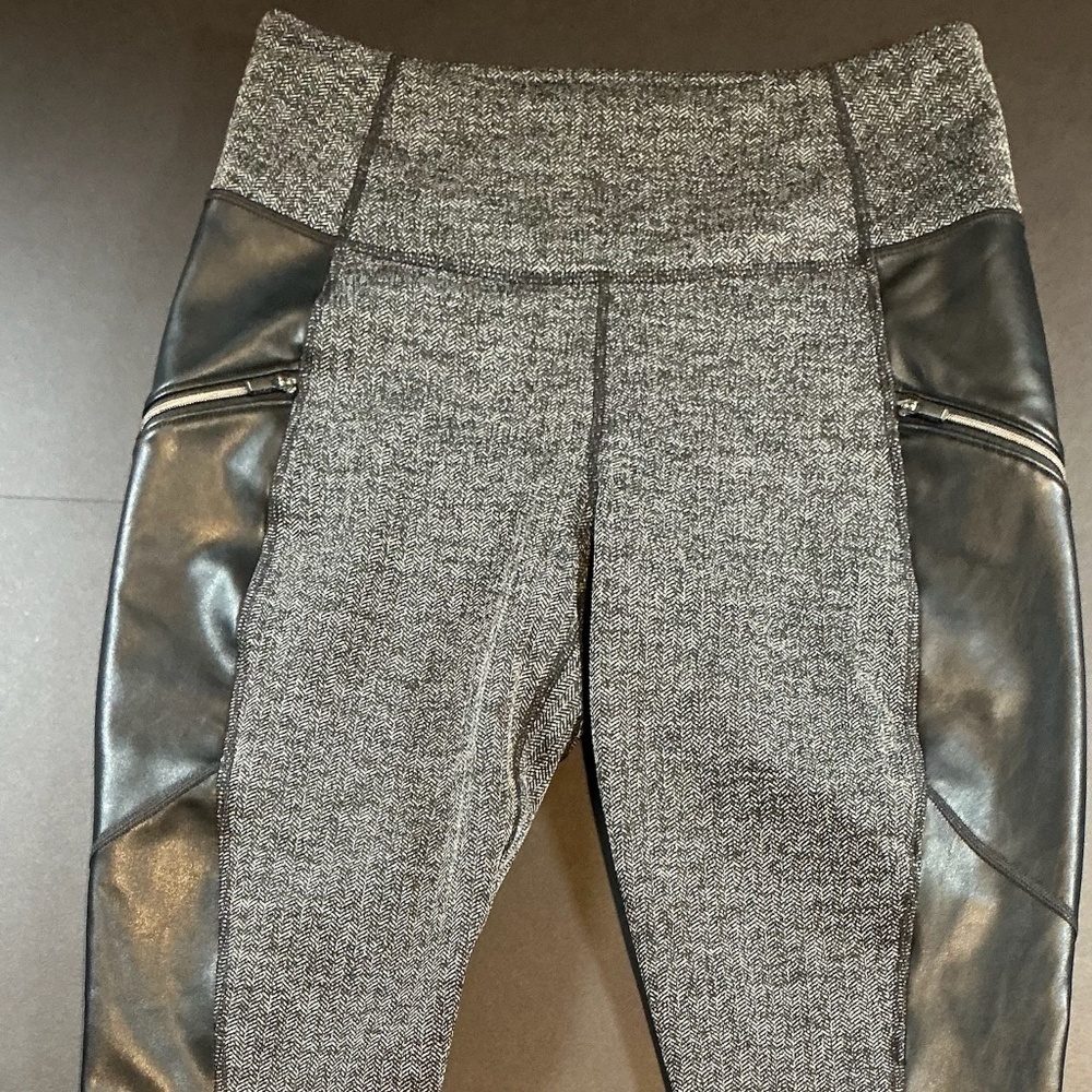 Athleta Delancey Moto Tight Leggings - Gray Herringbone - Size M